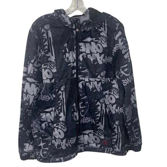 And1 Other - AND1 Men's Zip Front Black & White Graffiti Hoodie Size Medium